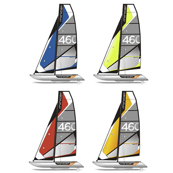 MiniCat 460 Esprit in 4 colours; blue, yellow, red and orange